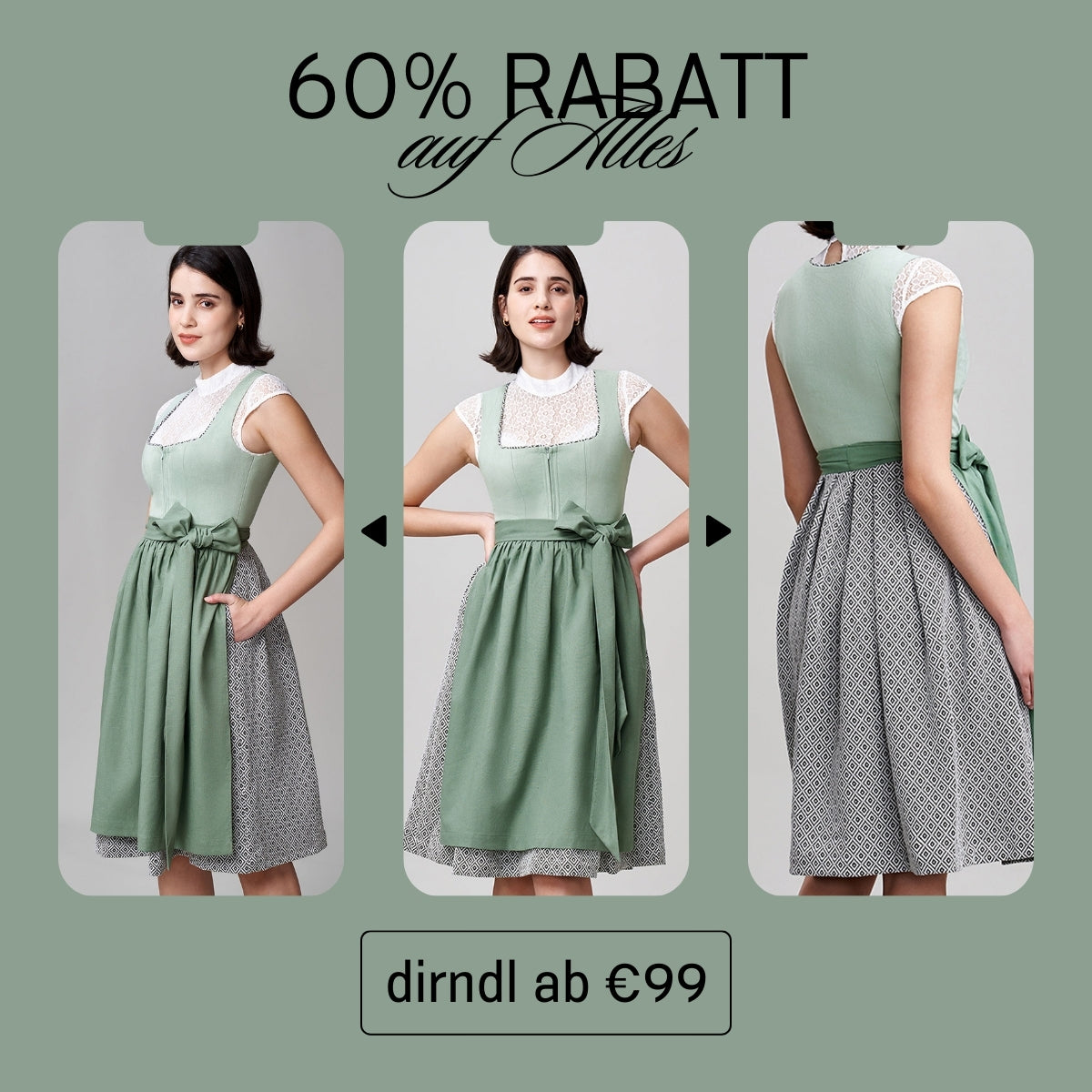 Dirndl Grün Samt und Dunkelgrün Samt: Zeitlose Eleganz zum Verkauf