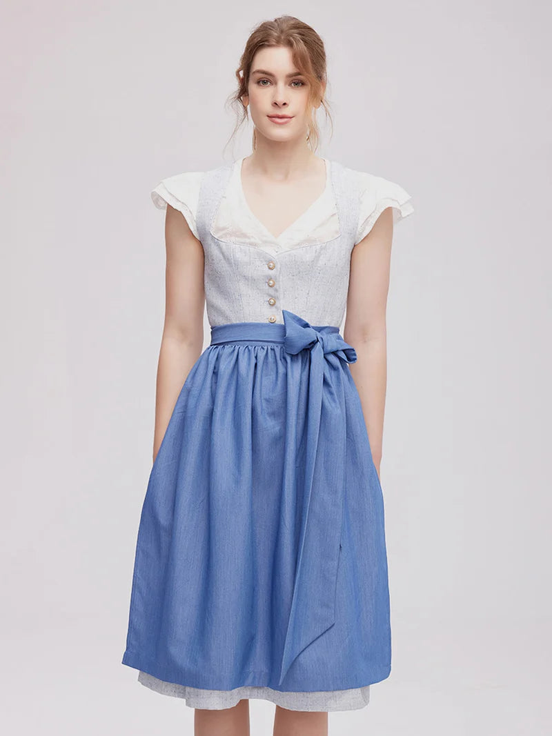 Samt Dirndl in Blau und Rot: Eleganz und Tradition in der Trachtenmode