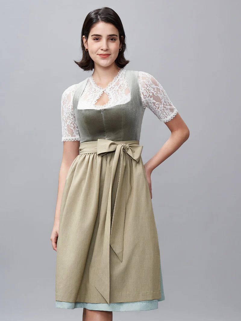 Samt Dirndl Grün, Grünes Dirndl Samt und Dirndl Grau Samt: Stil und Eleganz in der Trachtenmode