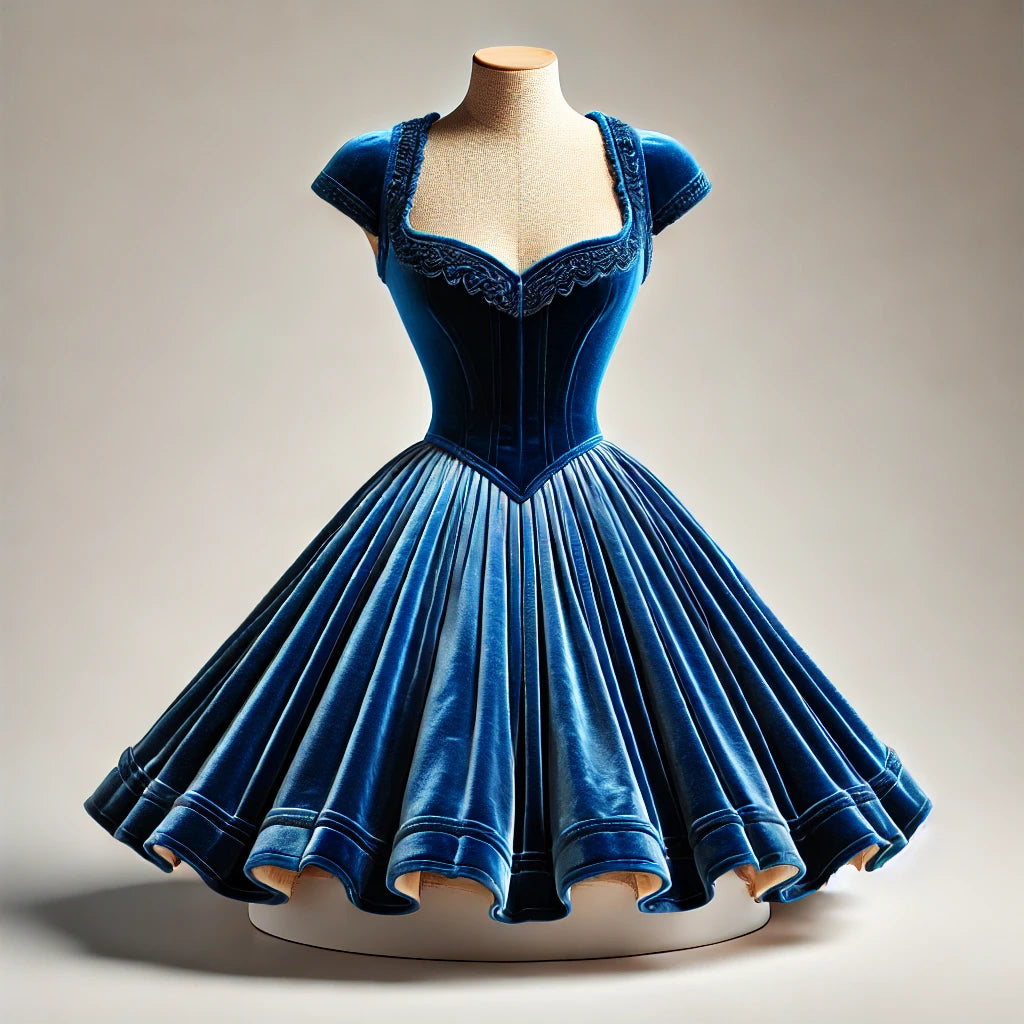 Die Schönheit der samtigen Dirndl in Blau und Grün