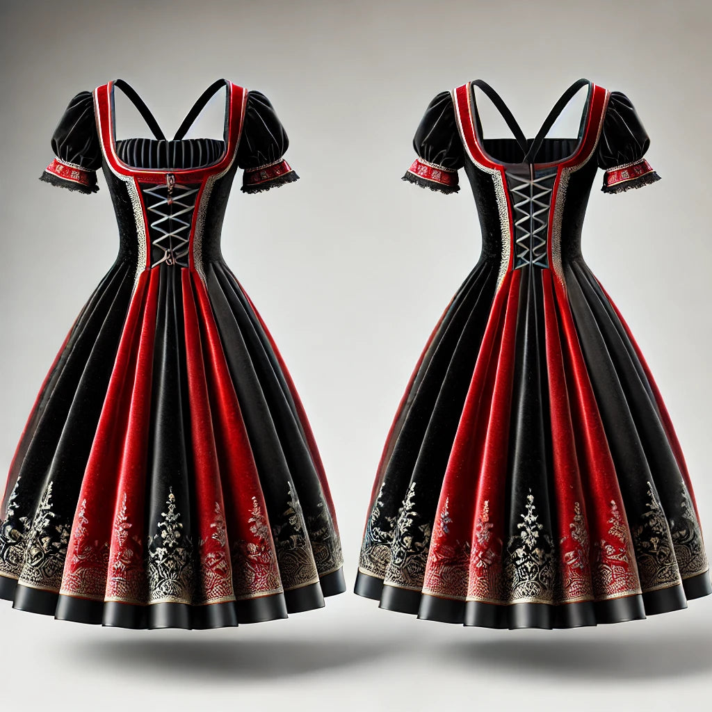 Die Faszination der schwarzen, roten und samtigen Dirndl