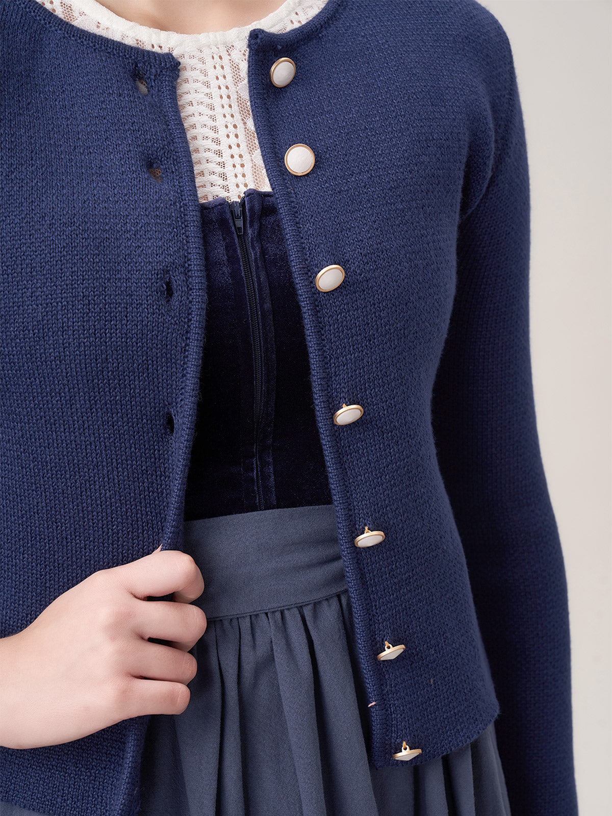 STRICKJACKE - MIRA IN DARK BLAU