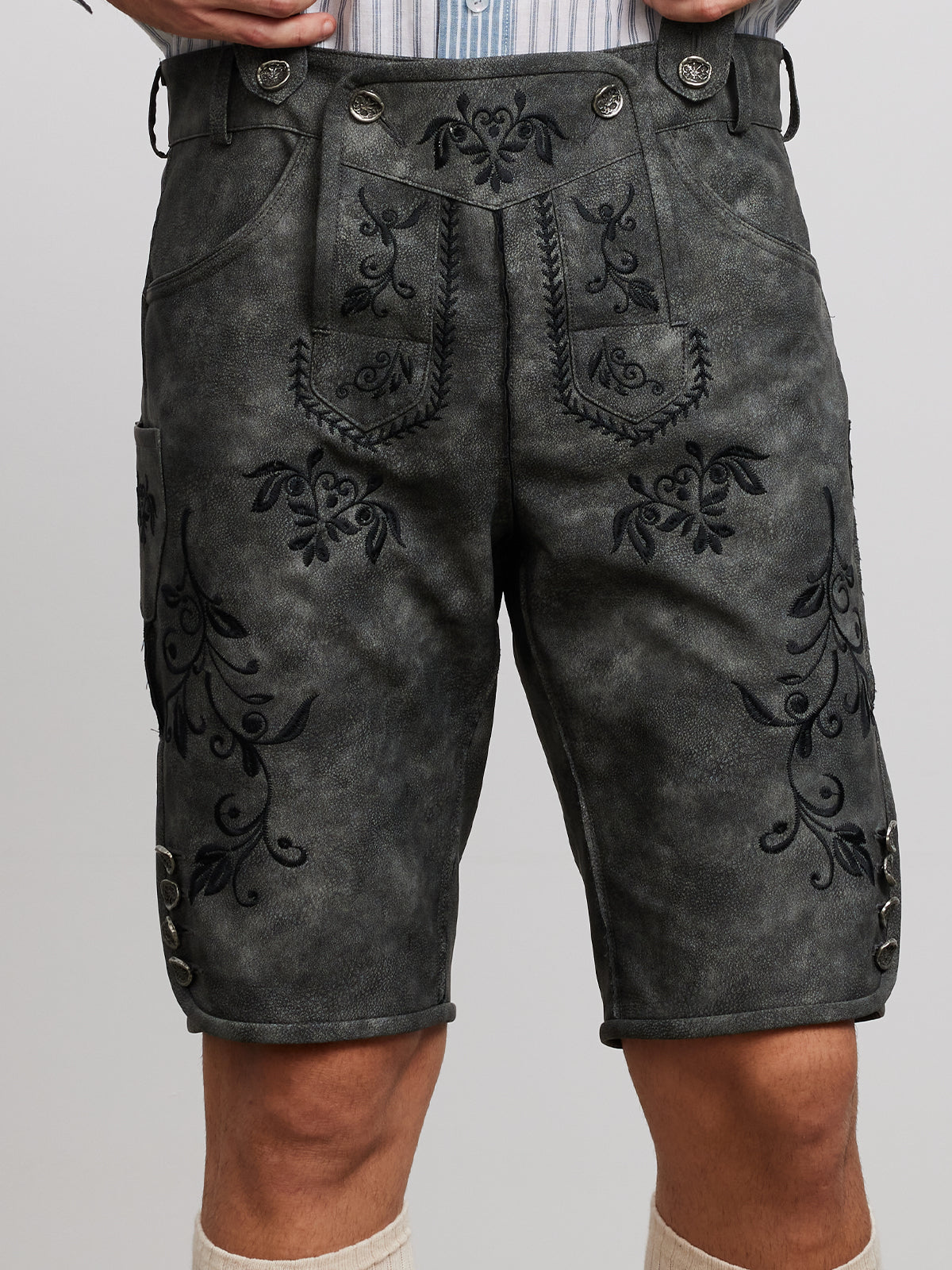 LEDERHOSE NORMAN IN SCHWARZGRAU