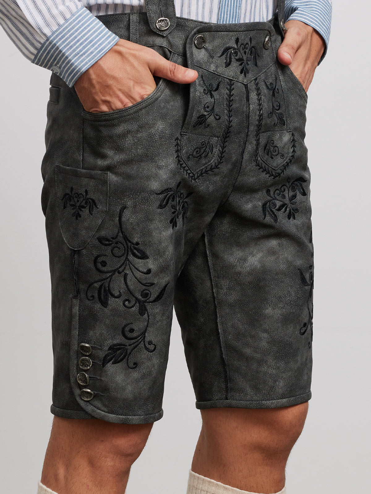 LEDERHOSE NORMAN IN SCHWARZGRAU
