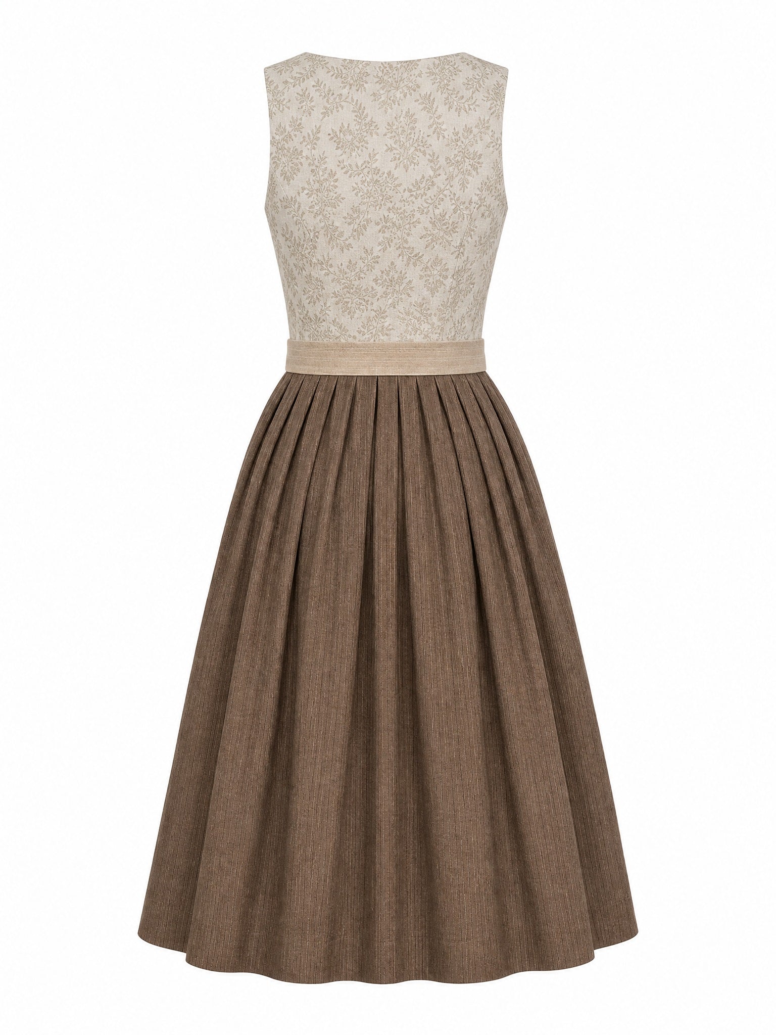 Dirndl Lara in Haferbeige mit Warmer Sand Schürze - Rückansicht