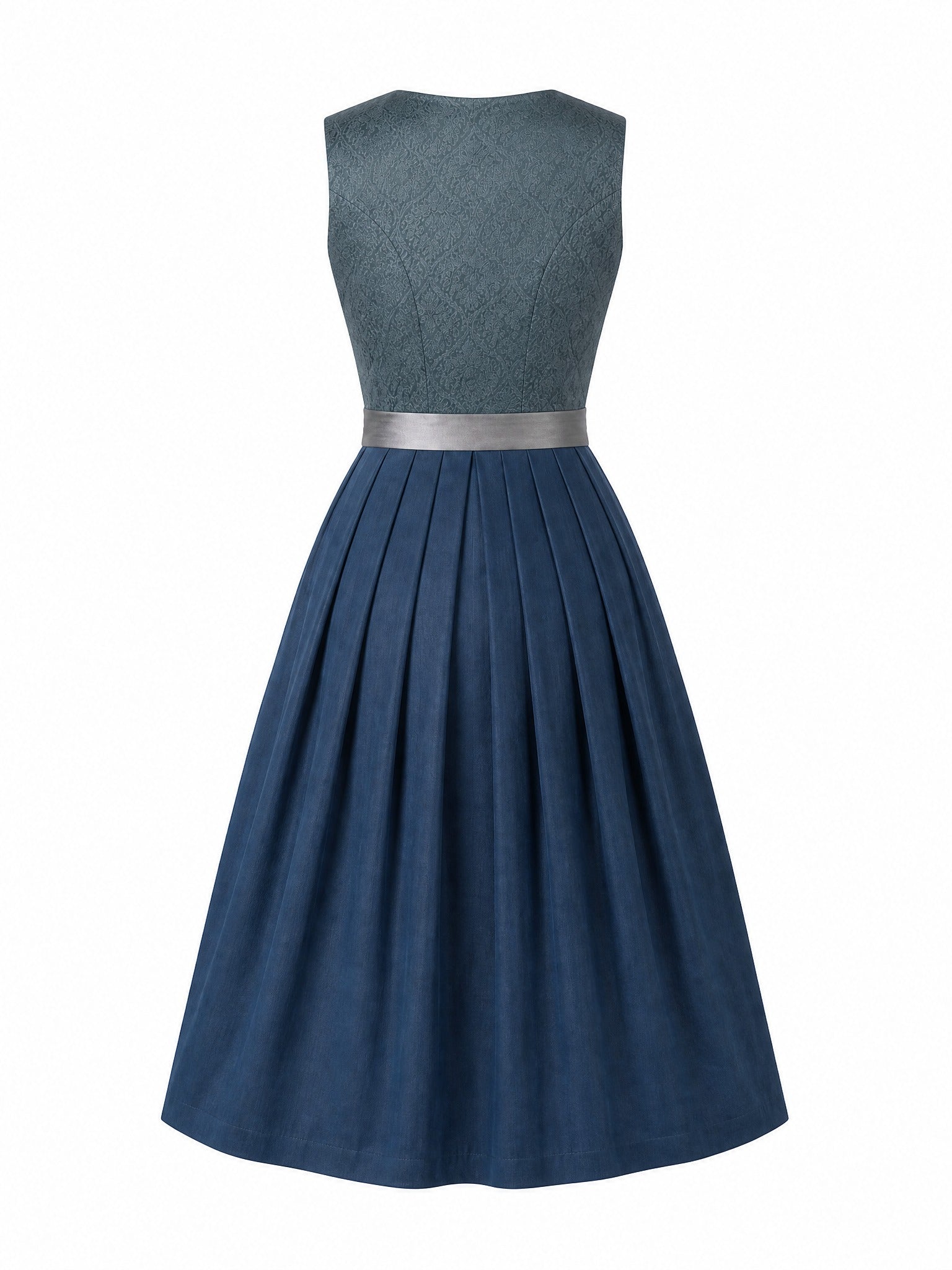 Dirndl Teresa in Rauchpetrol mit Pewtergrau Schürze - Rückansicht