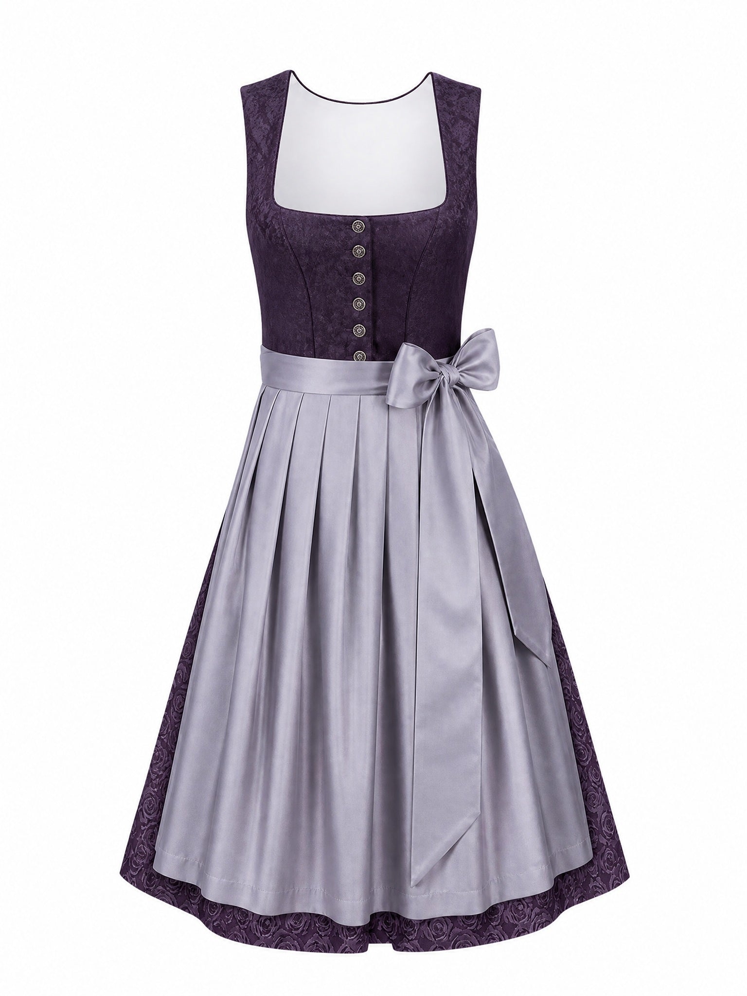 Dirndl Annika in Salbeigrün mit Perlgrau Schürze - Vorderansicht