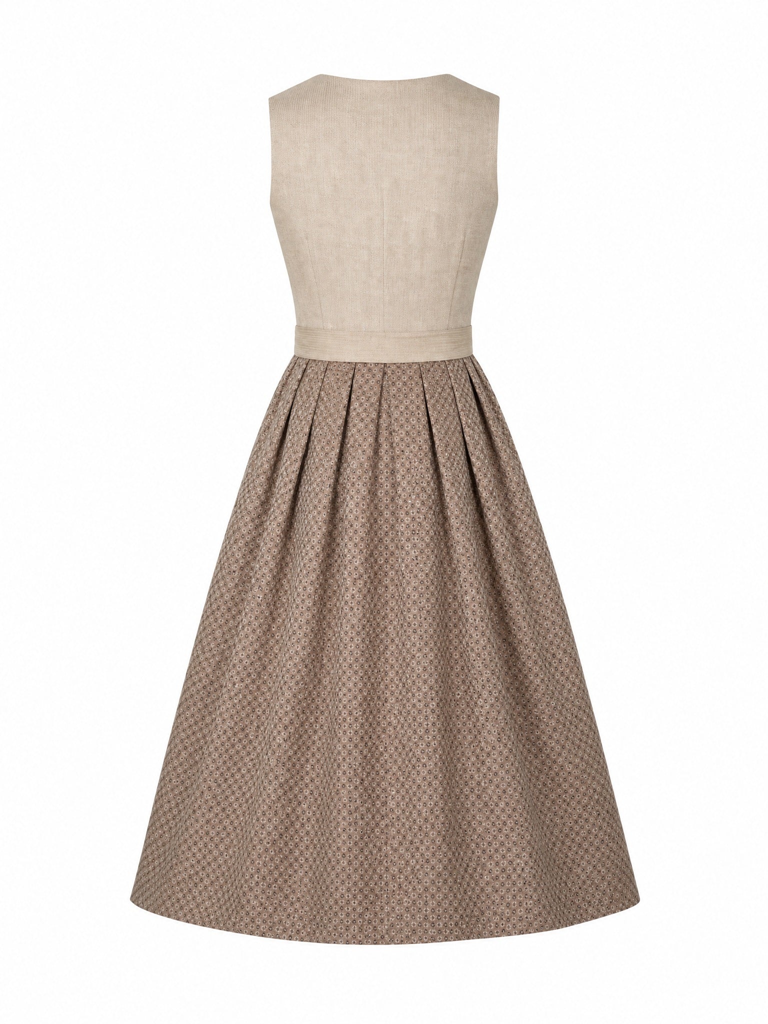 Dirndl Berit in Haferbeige mit Warmer Sand Schürze - Rückansicht