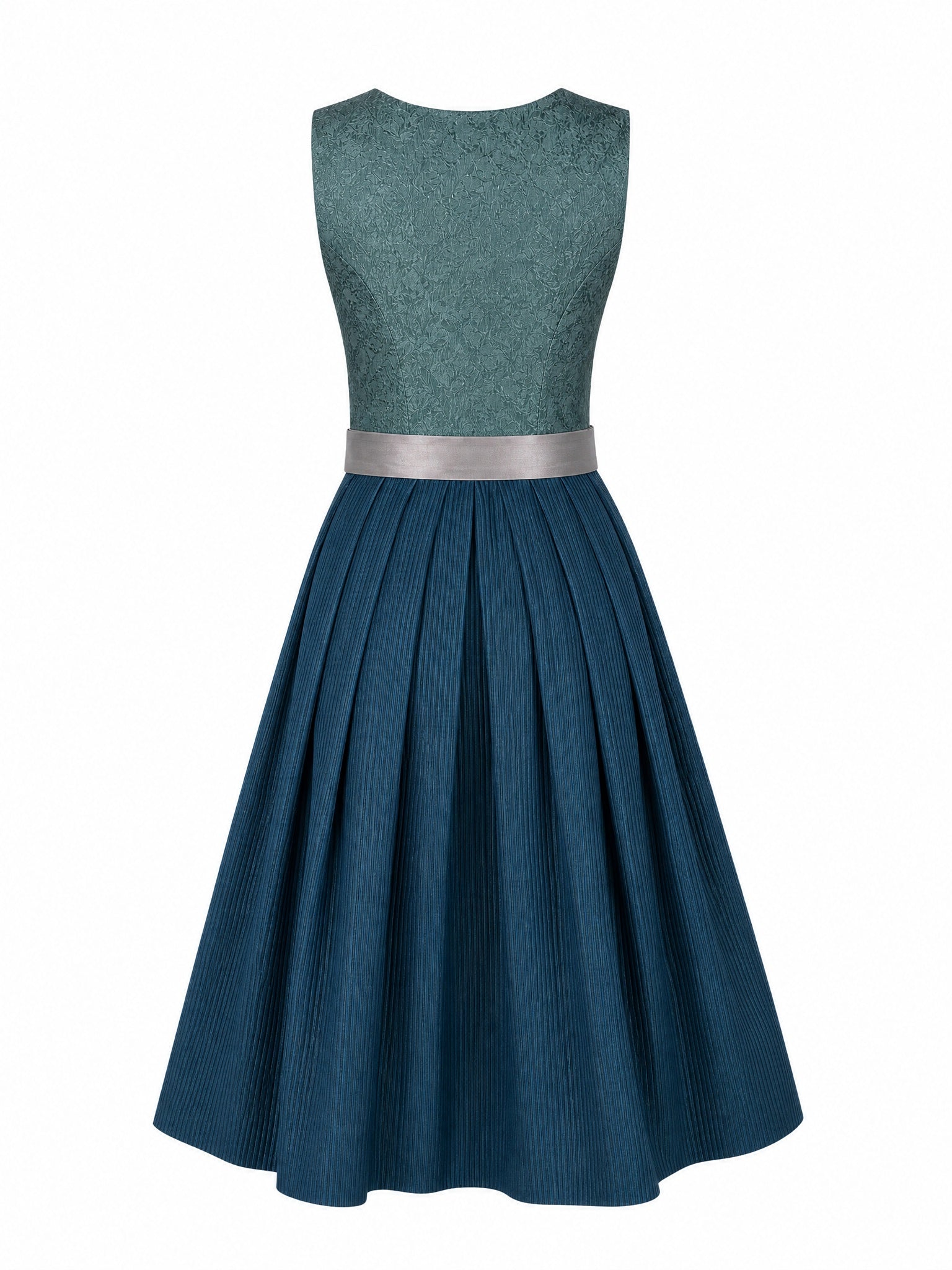 Dirndl Helena in Rauchpetrol mit Pewtergrau Schürze - Rückansicht