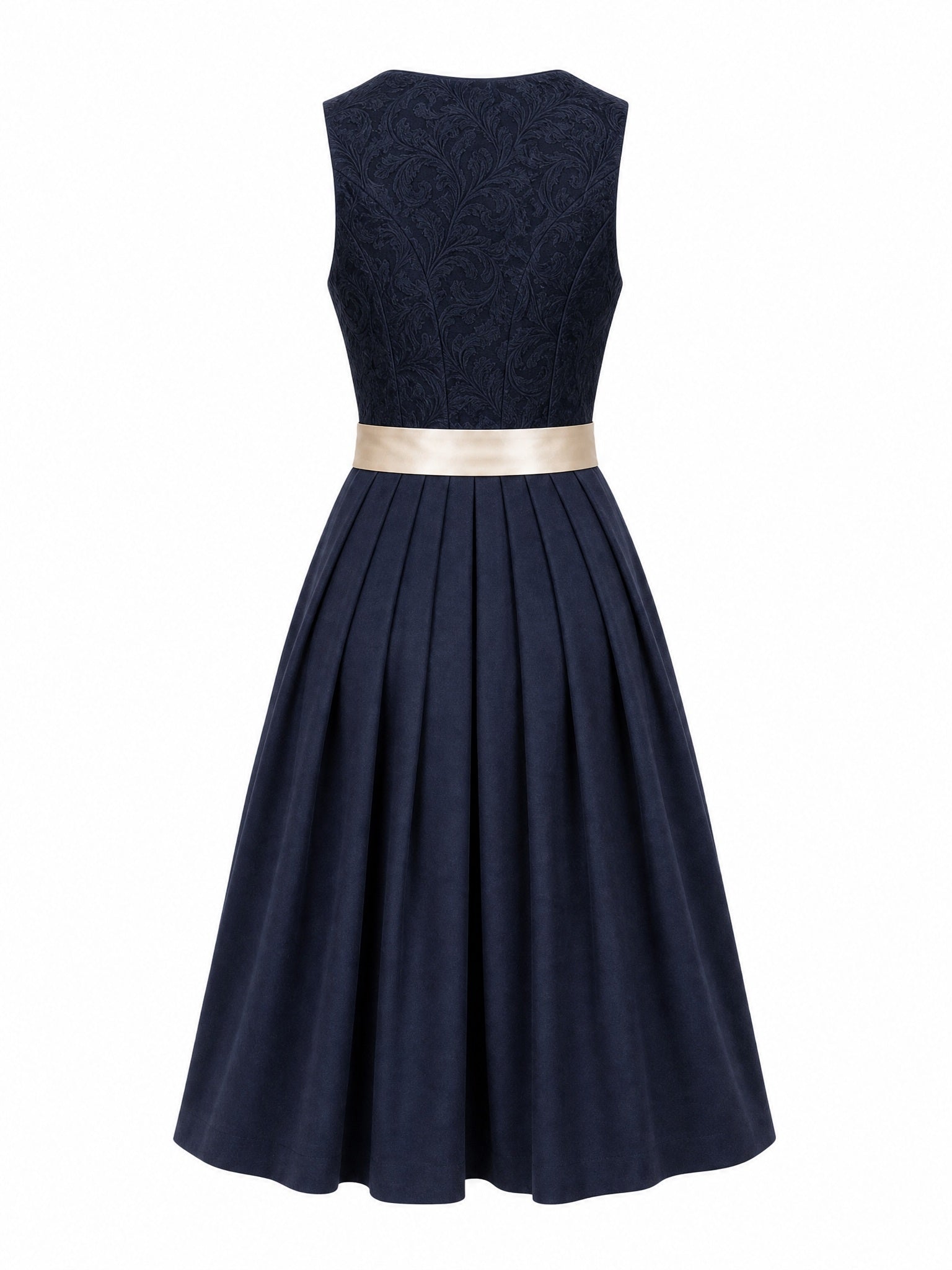 Dirndl Nela in Mitternachtsblau mit Champagner Schürze - Rückansicht