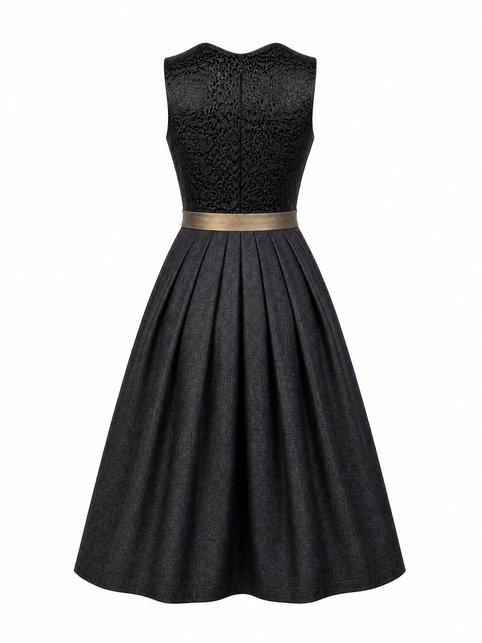 Dirndl Lara in Anthrazit mit Antikgold Schürze - Rückansicht