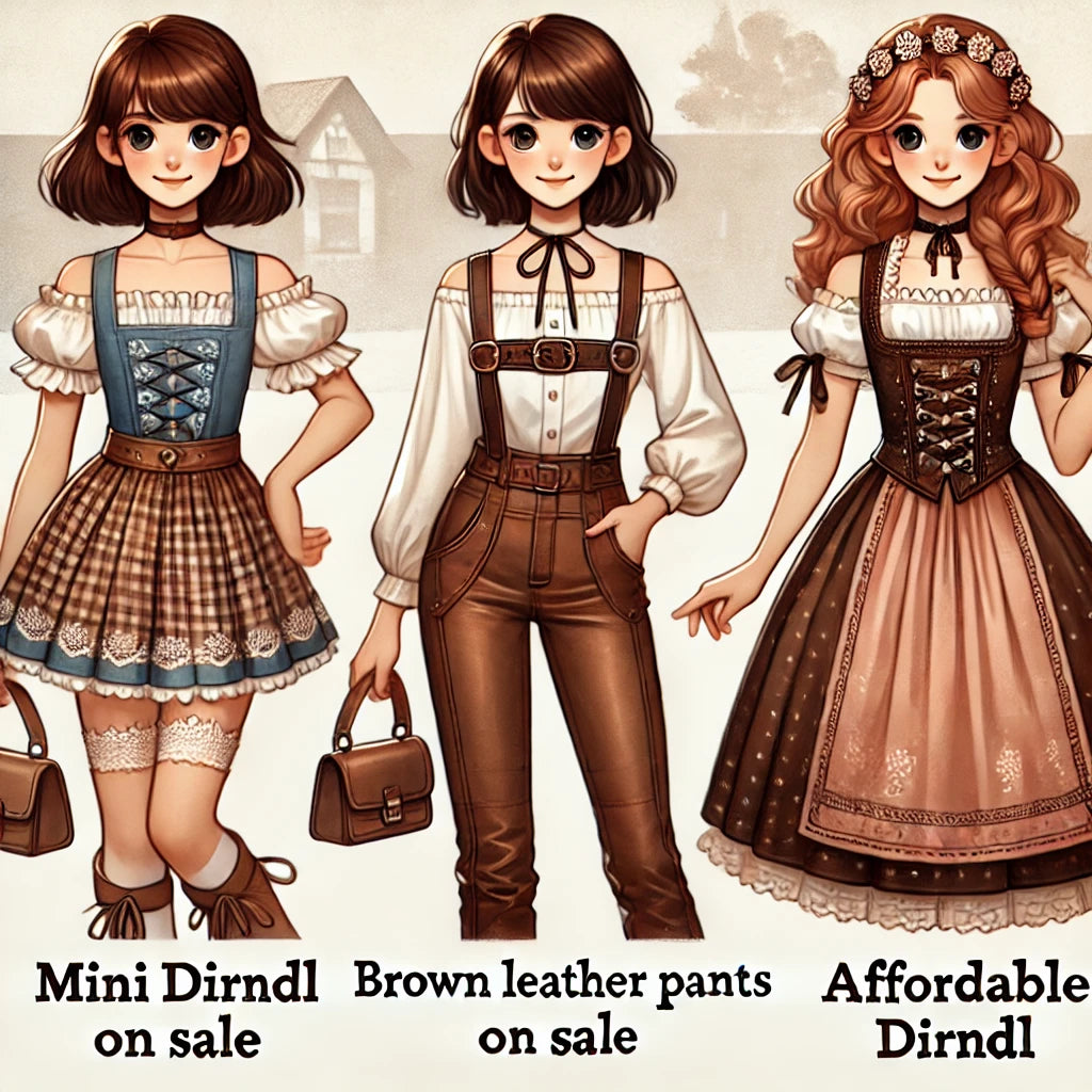 Die Schönheit von Mini-Dirndl im Sale, brauner Lederhose und günstigem Dirndl