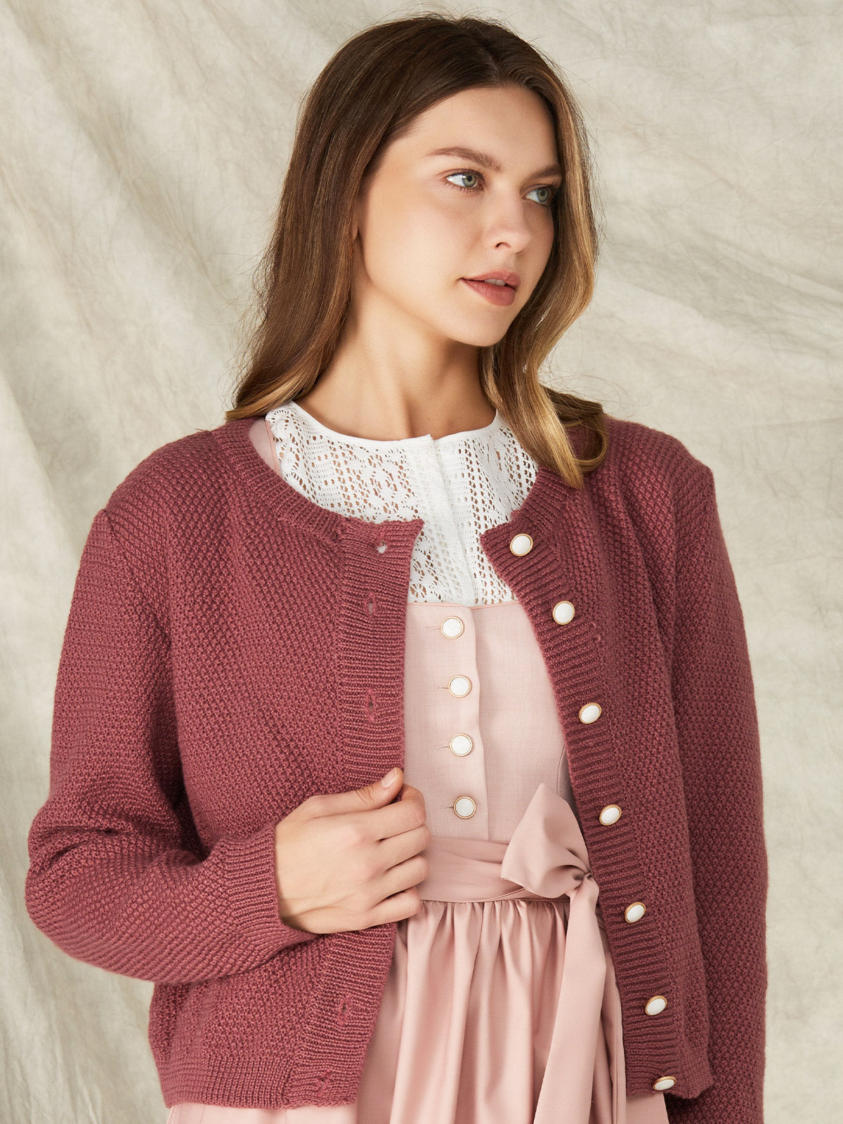 STRICKJACKE - AMALIA IN DUSTY LILA