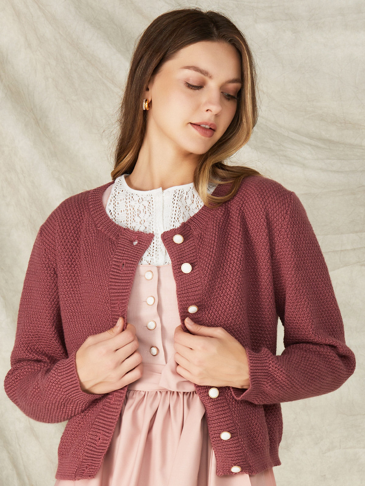 STRICKJACKE - AMALIA IN DUSTY LILA