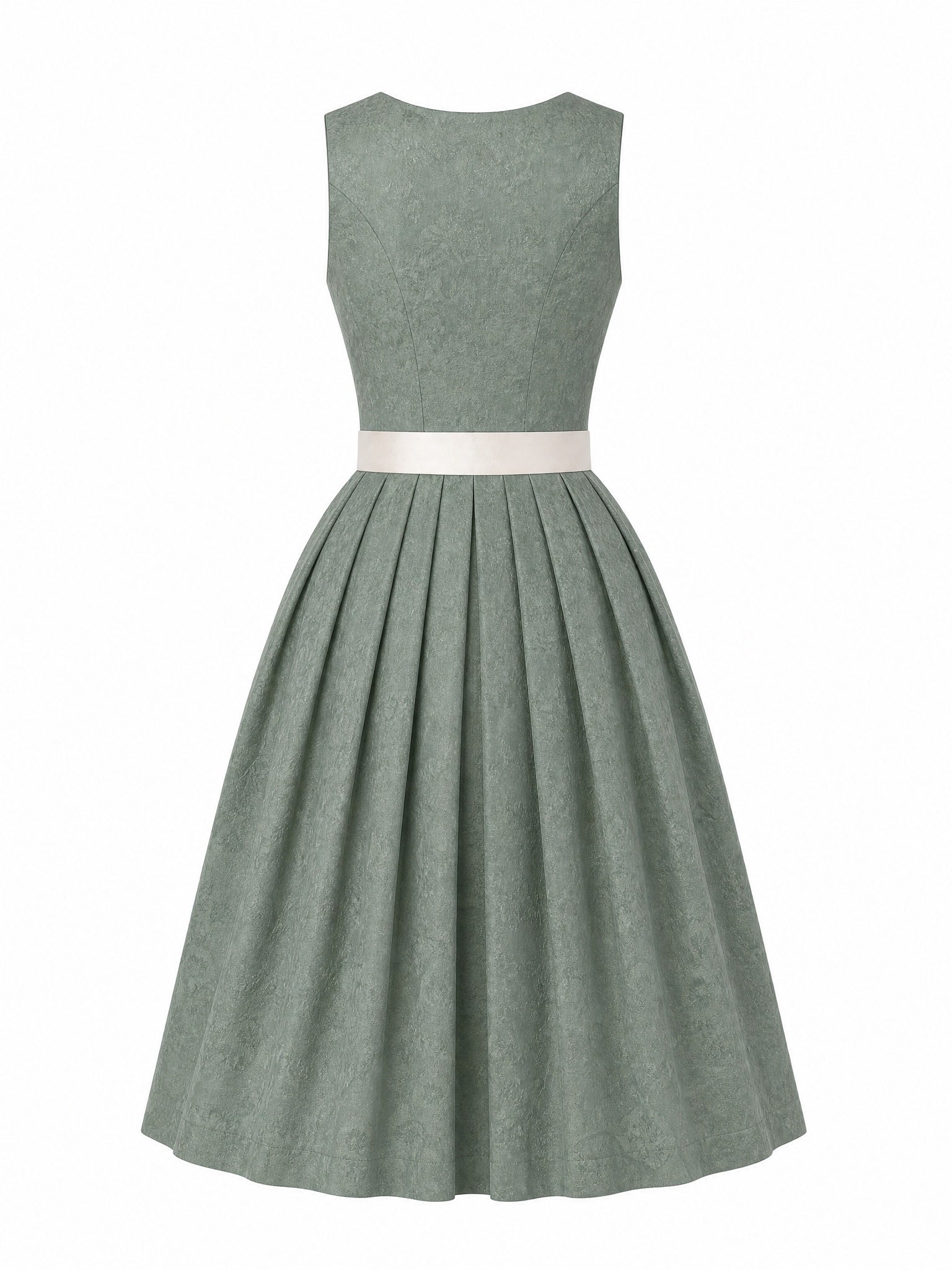 Dirndl Alina in Mineralgrün mit Elfenbein Schürze - Rückansicht