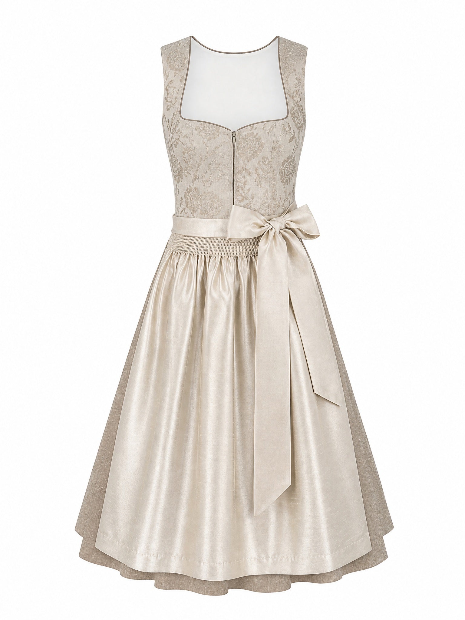 Dirndl Amelia in Alt-Lavendel mit Elfenbein Schürze - Vorderansicht