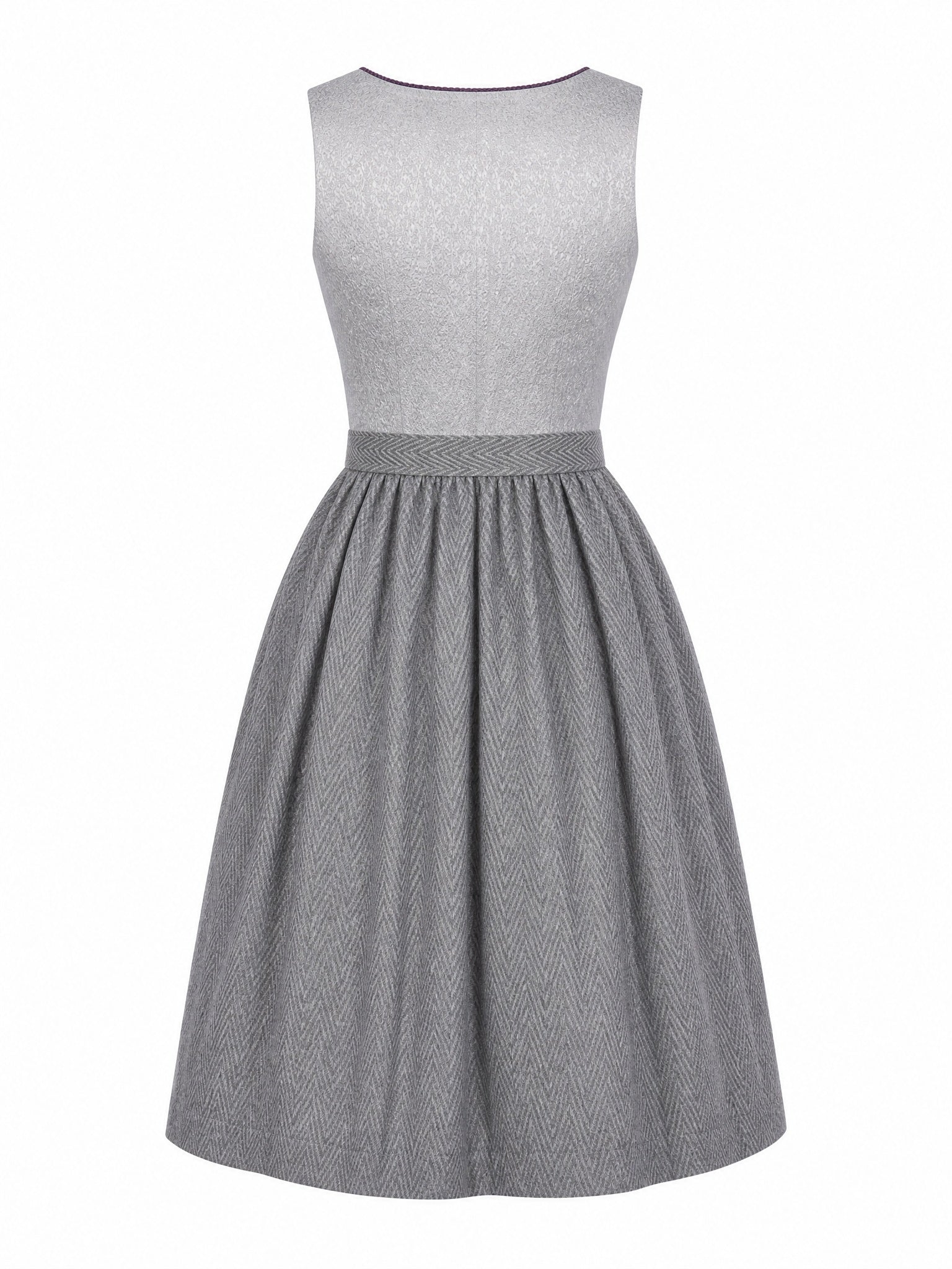 Dirndl Sophia in Perlgrau mit Elfenbein Schürze - Rückansicht