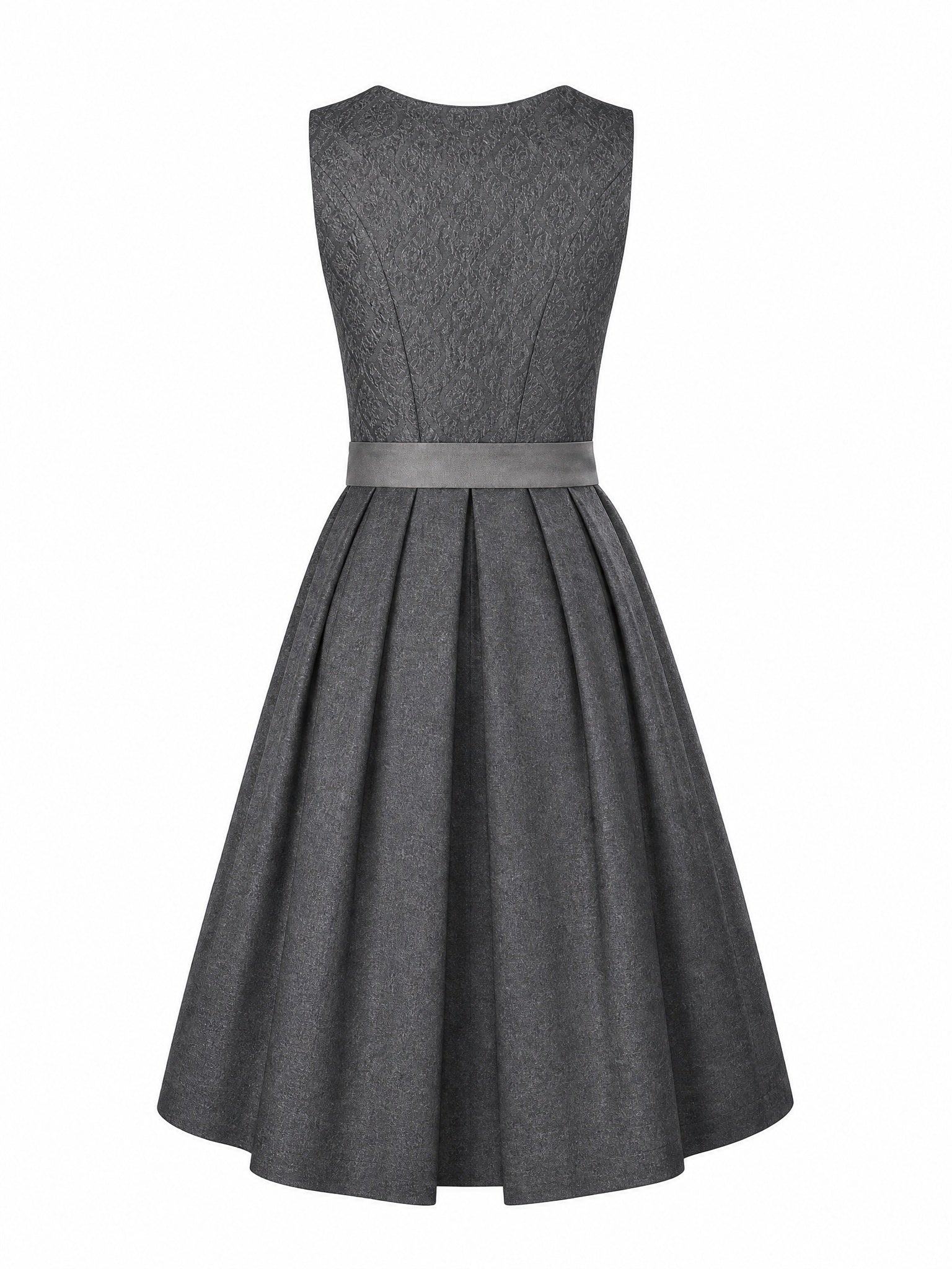 Dirndl Carla in Graphit mit Perlgrau Schürze - Rückansicht