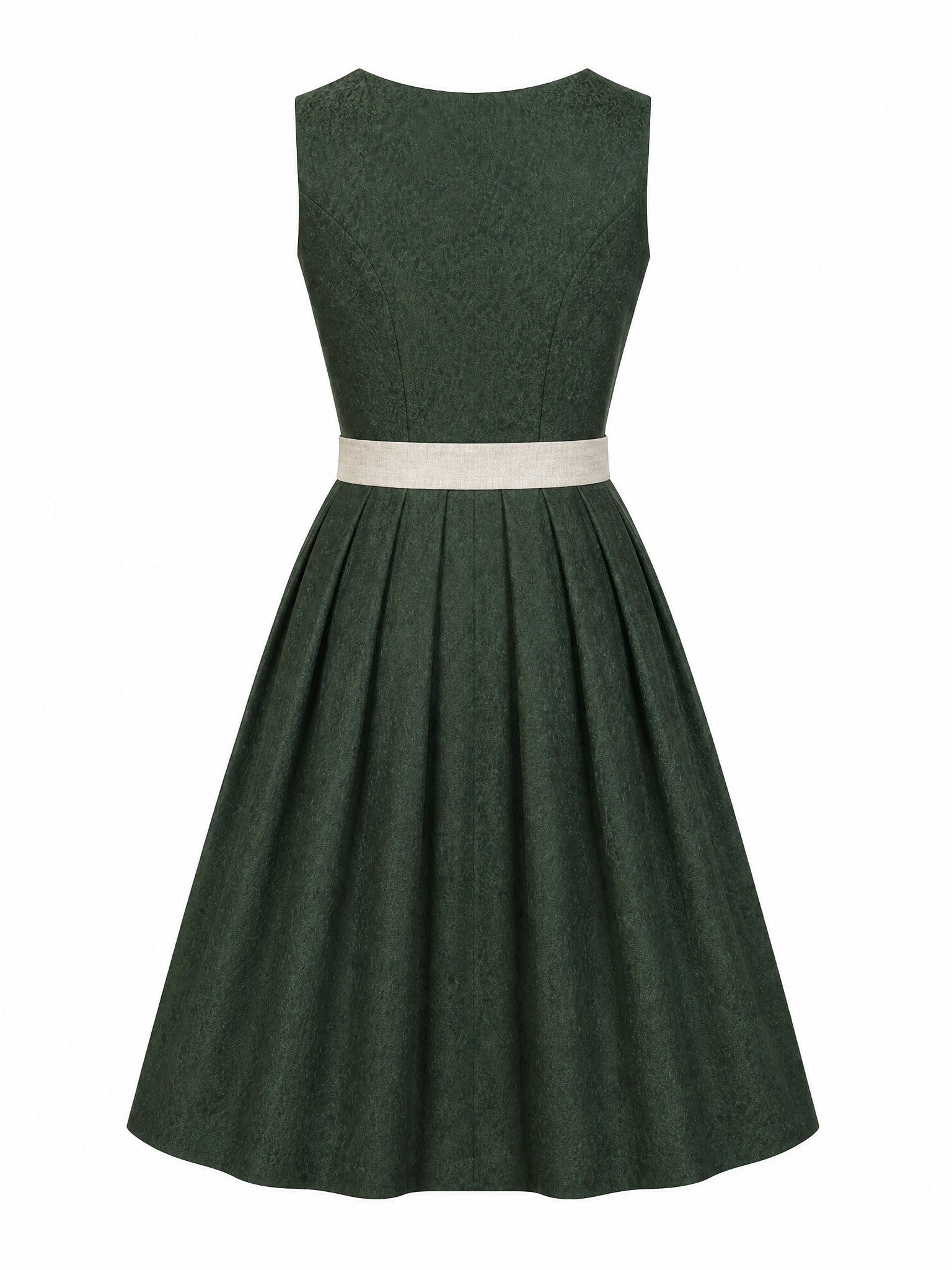 Dirndl Daria in Waldgrün mit Haferbeige Schürze - Rückansicht