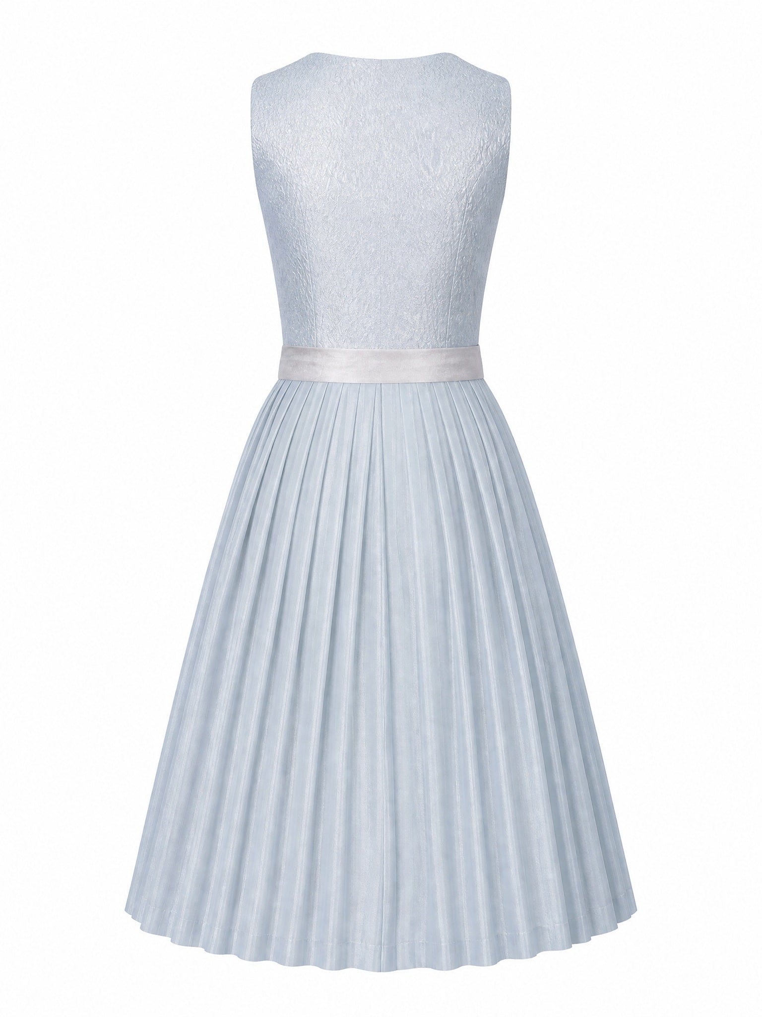 Dirndl Nadja in Eisblau mit Perlgrau Schürze - Rückansicht
