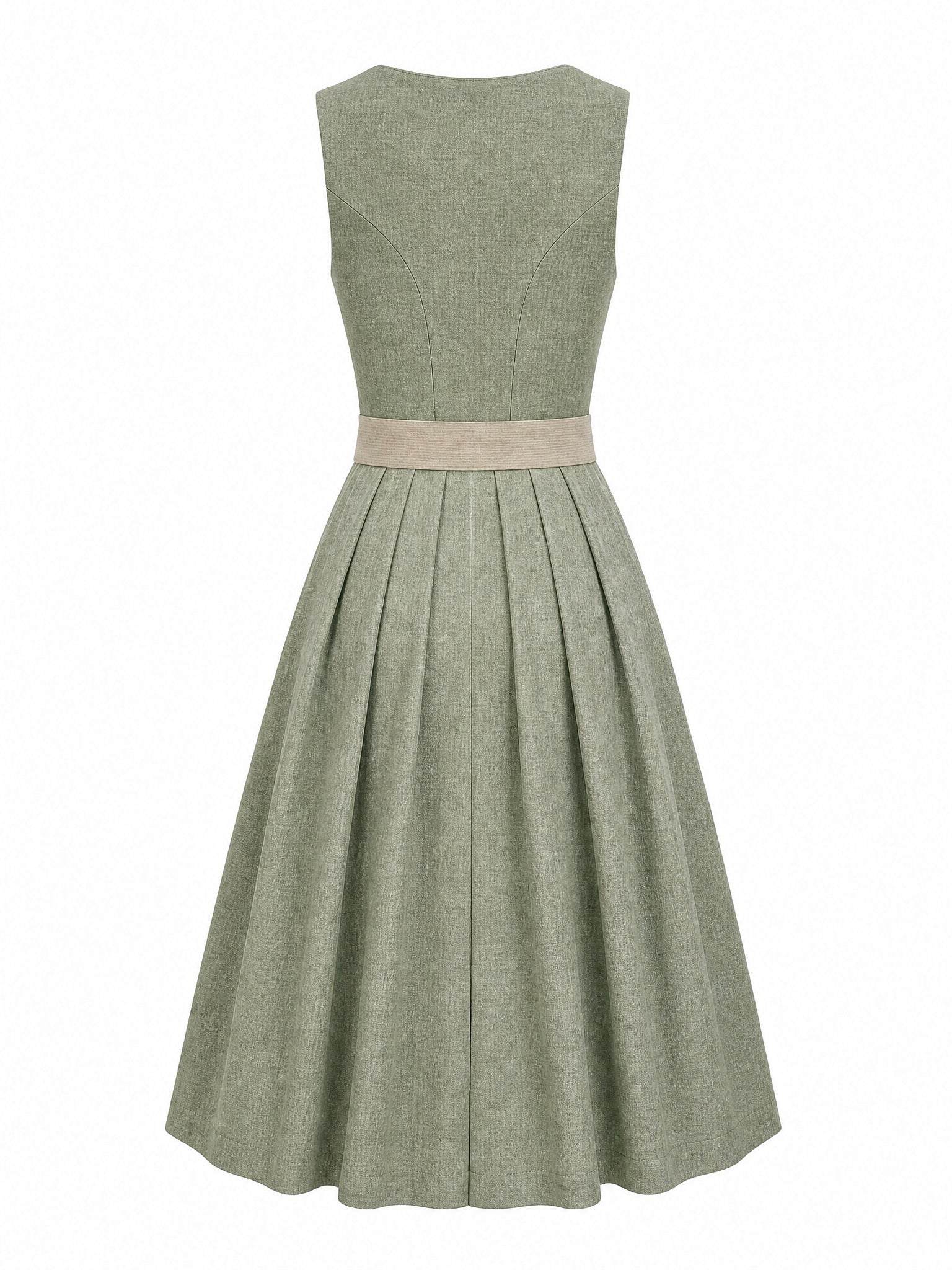 Dirndl Marie in Eukalyptusgrün mit Warmer Sand Schürze - Rückansicht