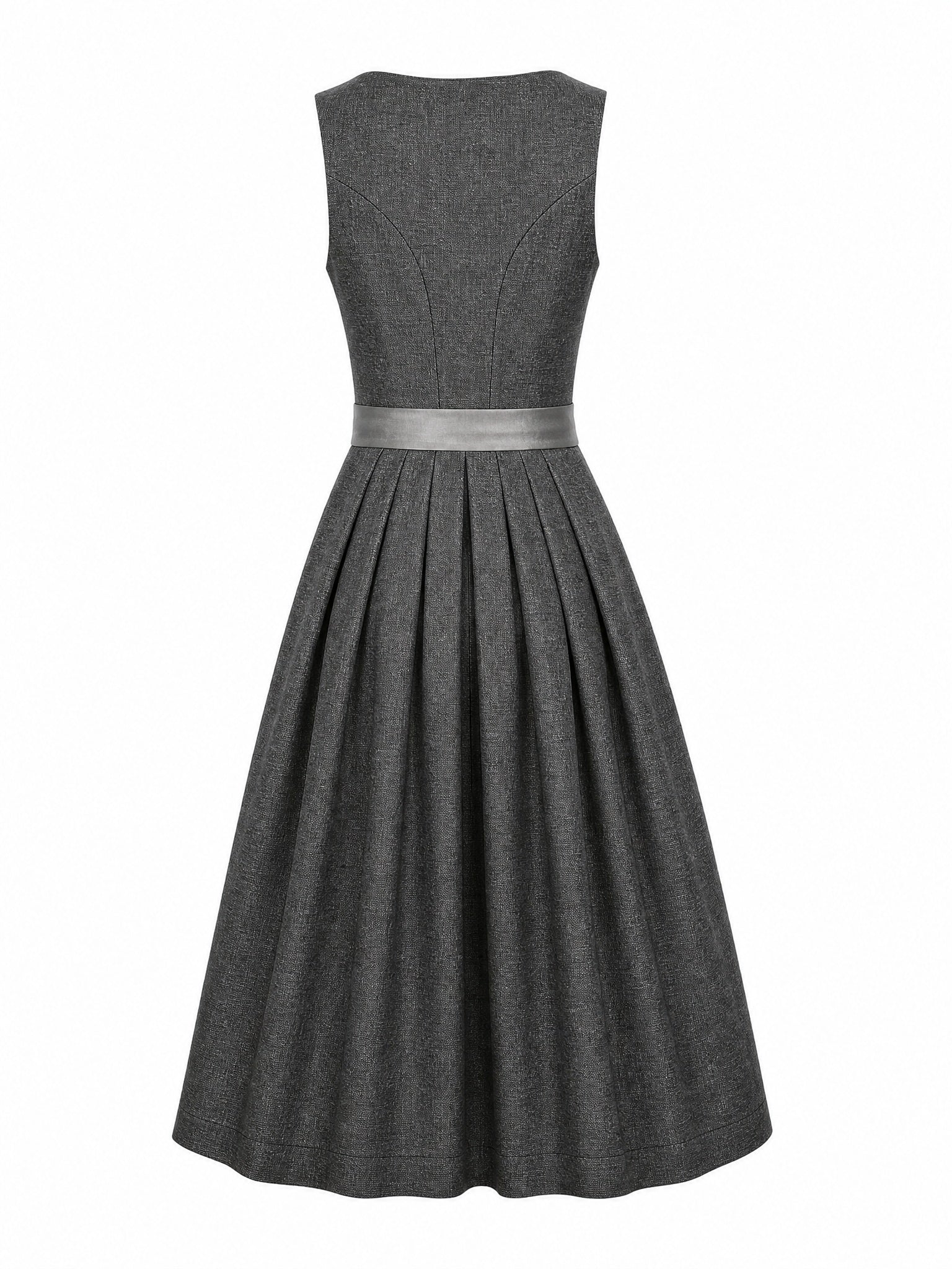 Dirndl Bella in Graphit mit Perlgrau Schürze - Rückansicht